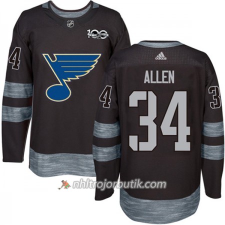 Män Ishockey St. Louis Blues Tröja Jake Allen 34 1917-2017 100th Anniversary Adidas Svart Authentic